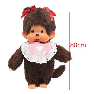 (Girl, 80cm) 20cm Monchhichi Plush Toy Boy Girls Lovers Stuffed Doll Desktop Decor Gifts