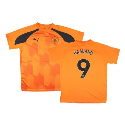 (XLB) Man City Pre-Match Jersey (Orange) - Kids (HAALAND 9)