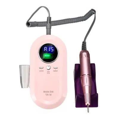 (Pink, EU Plug) LED Rechargeable Polisher Electric Nail Art Drill File Manicure Machine Tools