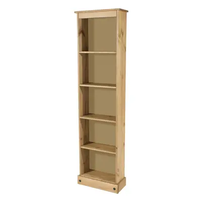 5 Tier Solid Pine Bookcase Tall Narrow Display Shelving Storage Wood Furniture