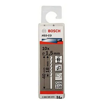 Bosch Professional 10pc. HSS-Co Metal Drill Bit (stainless steel, 1.5 x x mm, accessory drill dr