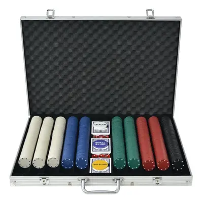 vidaXL Poker Set with Chips Aluminium Playing Card Game Case Casino Dice