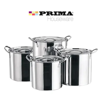 8x Stainless Steel Premium Stock Pot Set 8|12|16|20 Silver Cookware UK