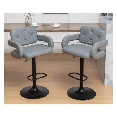 Set of Grey Alicante Faux Leather Bar Stools, swivel height adjustable