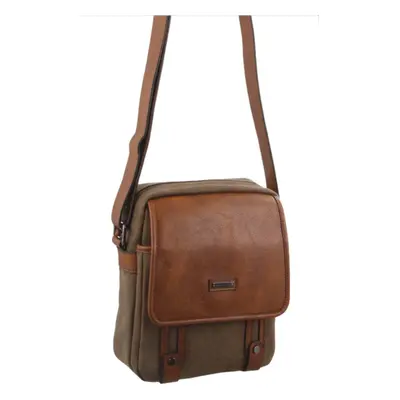 Pierre Cardin Unisex Canvas Cross Body Messenger Bag Satchel Sling - Brown/Cognac