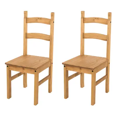 Pair of Dining Chairs Solid Pine Waxed Wooden Dining Room Furniture