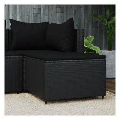 vidaXL Patio Footrest with Cushion Black Poly Rattan