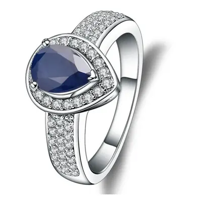 (as the picture, 8) Gb .29ct Oval Natural Blue Sapphire Gemstone Wedding For Women Sterling Silv