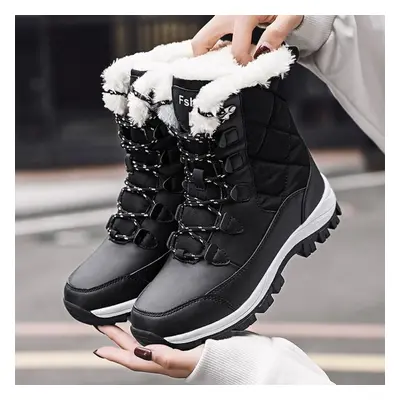 (black, 41) Maita Ankle Boots Women Winter Shoes Keep Warm Non-slip Black Snow Boots Ladies Lace