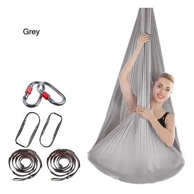 (grey) 4x2.8m Elastic Aerial Yoga Hammock Aerial Silk Yoga Swing Antigravity Yoga Belt Home Body