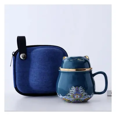 (as the picture, C) Hi Ceramic Teacup With Infuser And Lid Portable Travel Coffee Cup With Filte