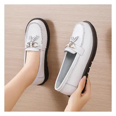 (white, EU: 43) Women&apos;s Horse Bit Loafers Leather Driving Moccasins Comfort Flats Casual Sl