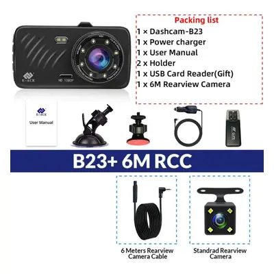 (No Card) E-ace Car Dvr Inch Touch Auto Camera Dual Lens Dash Cam Video Recorder Fhd 1080p Regis