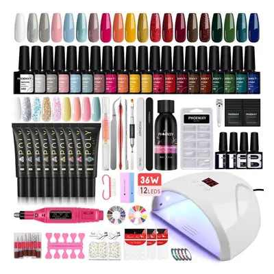 (set 02) Phoenixy Nail Set With Nail Lamp Nail Dryer Nail Drill Machine Manicure Set Kit Soak-of