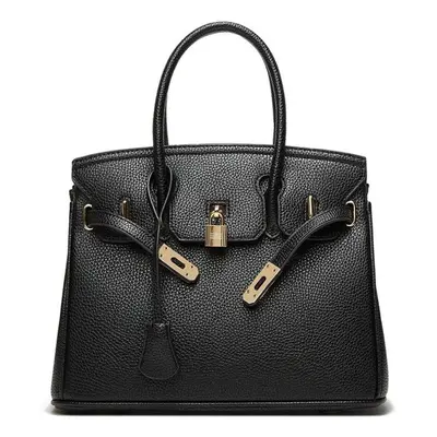 (black) Women&apos;s Bag Litchi Pattern Trend Design With Buckle And Lock, Single Shoulder Bag ,