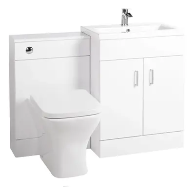 Nes Home Bathroom 1100mm Floor Standing White Vanity, Basin & BTW Rimless Toilet