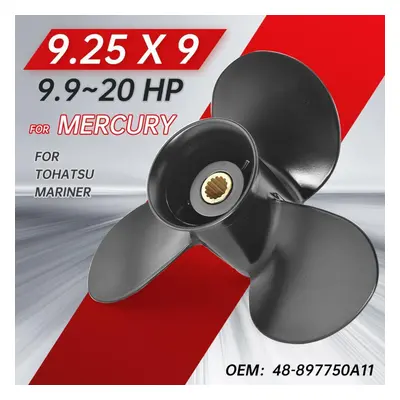 9.25 X Aluminum Alloy 3-blade Propeller For Tohatsu And Mercury 9.9-20hp Outboard Engines With S