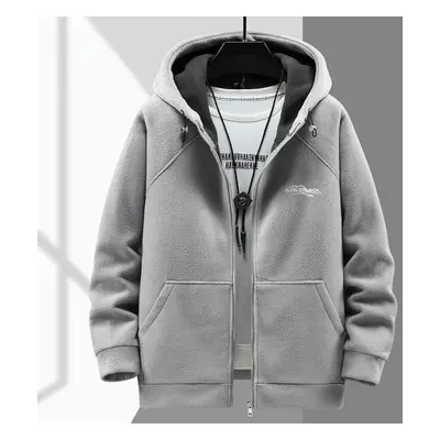 (grey, 8XL) Men&apos;s Fall And Winter Thickened Shaker Jacket Oversized Warm Hooded Jacket