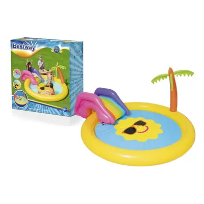 Inflatable Playground with Slide, Fountain & Palm Tree - 237x201x104 cm