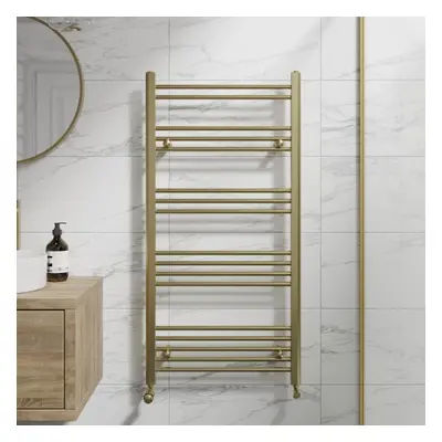 DuraTherm Heated Towel Rail Brushed Brass x 600mm Flat