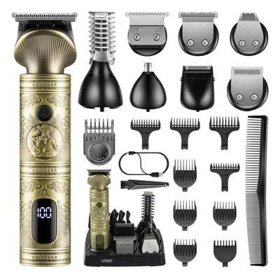 Beard Trimmer Kit for Men Rechargeable Professional,7 in Cordless Hair Clipper,21Pieces Beard Gr