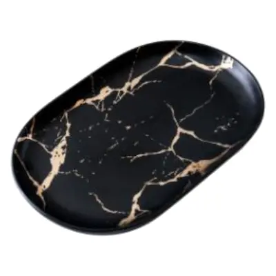 (Oval, Black) Sophisticated Marble Serving Tray Tableware Home Decor