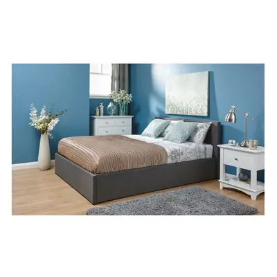 Side Lift Ottoman Storage Bed in Grey - 4FT 6inch Double