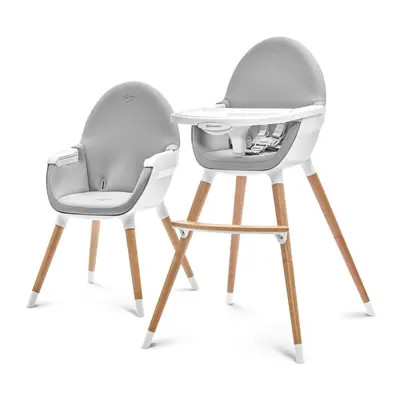 Kinderkraft Fini 2-in-1 High Chair, Baby Chair, Combination High Chair, Wooden Legs, Seat Belts,