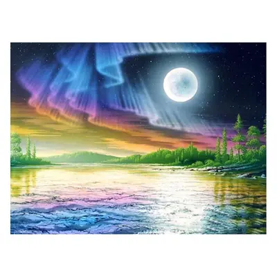 (102x69cm, Printed Canvas) Colorful Northern Lights | Rug Making Latch Hooking Kit