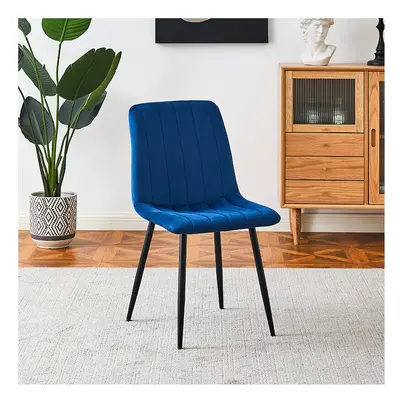 (Navy) MOF Milan Velvet Dining Chairs Sturdy Metal Legs