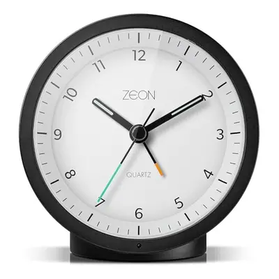 ZEON Round Analogue Alarm Clock with Light and Snooze Function, Silent Non-Tick Bedside Battery 