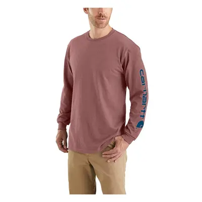 Carhartt Men's Big & Tall Loose Fit Heavyweight Long Logo Sleeve Graphic T-Shirt Apple Butter He