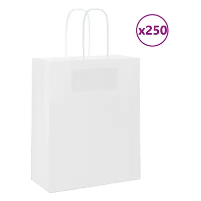 (white, x x cm) vidaXL Paper Bags pcs with Handles Brown 21x11x36 cm Paper Grocery Bag