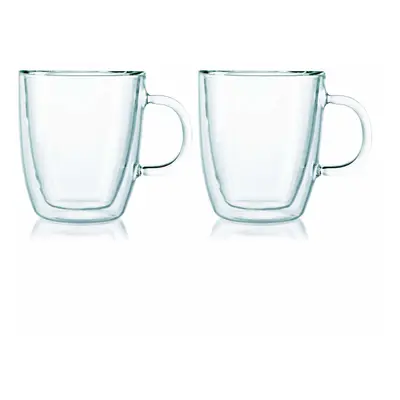 BODUM UK Double Wall Bistro Mug, Glass, Clear, 0.3 Litre, 2-Piece