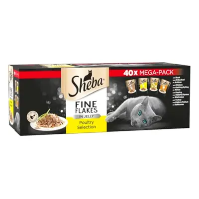 Sheba Fine Flakes Poultry Collection in Jelly Pouches Adult Wet Cat Food Megapack g Pack of