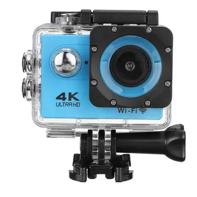 (Blue) Action Camera WiFi 4K Sports Camera Ultra HD 30M Wide Angle Waterproof DV Camcorder with 