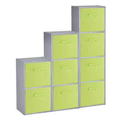 (Grey, Green) Cubed Wooden Storage Units Shelves + Drawers