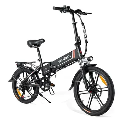 (Black) SAMEBIKE 20LVXD30-II Folding 20" Electric City Bike Removable 48V 10.4AH Lithium Battery