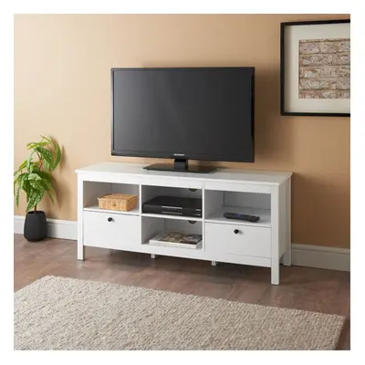 Oslo TV Unit With shelving and drawer space to store TV boxes - White