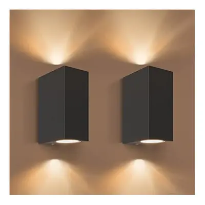 Aranzyec X Outdoor Wall Lights Mains Powered, Aluminium Up Down Outside Wall Lights, Black GU10 