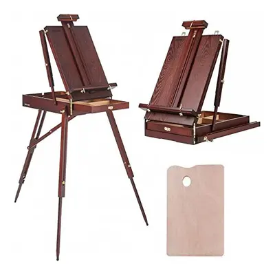 MEEDEN French Style Wooden Sketchbox Easel with Fodable Legs,Drawer Storage and Palette Tray,Por