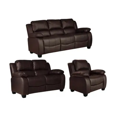 Valerie Brown Leather 3+2+1 Seater Sofa Set