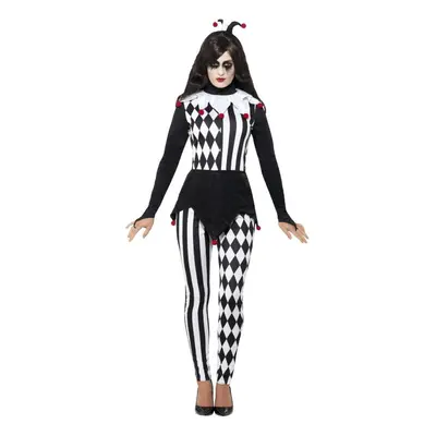 (S, Black/White) Smiffys Womens/Ladies Court Jester Costume Set