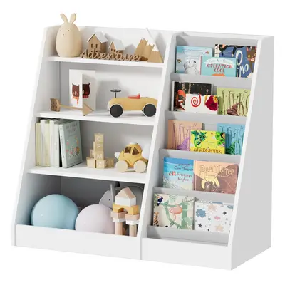 (White) Kids Bookshelf Wooden Childrens Bookcase Kids Storage Units Toy Storage Kids Shelves for