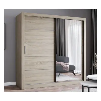 (203cm, Oak) FHI-IBIZA Modern Sliding Door Wardrobe