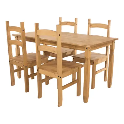 (150cm) Home Source Corona Solid Pine Dining Table and Chairs Set