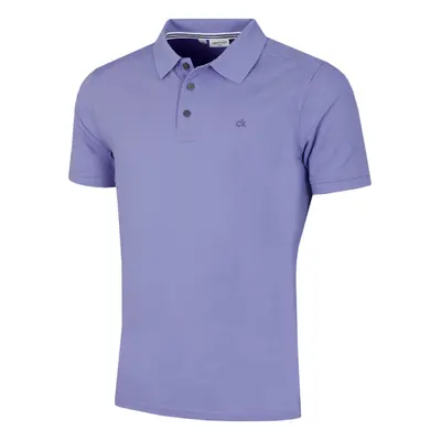 (XL, Lilac) Calvin Klein Mens Campus Button Ribbed Collar Golf Polo Shirt