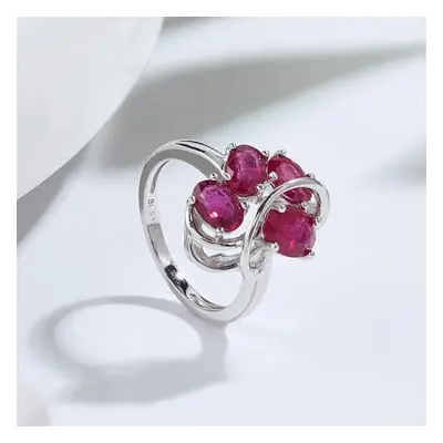 (red, US RING SIZE:9#) Light Luxury Design Natural Filled Ruby Ring S925 Silver Elegant For Wome