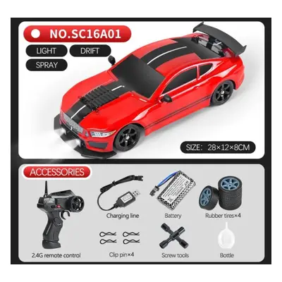 (red) New 2.4g Drift Rc Cars 4wd Rc Drift Car Toy Remote Control Gtr Model Ae86 Vehicle Car Rc R