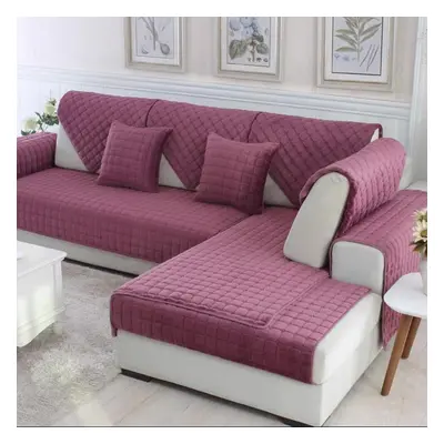 (maroon, 110x240cm) Sofa Cushion Plush Winter Thick Non-slip Sofa Cushion Sofa Towel Flannel Cus